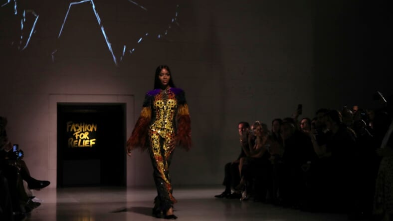 Model Naomi Campbell walks the runway at the Fashion For Relief charity event in central London, Saturday, Sept. 14, 2019. (Photo by Vianney Le Caer/Invision/AP) thegrio.com