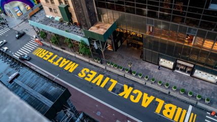 Black Lives Matter mural in front of Trump Tower vandalized
