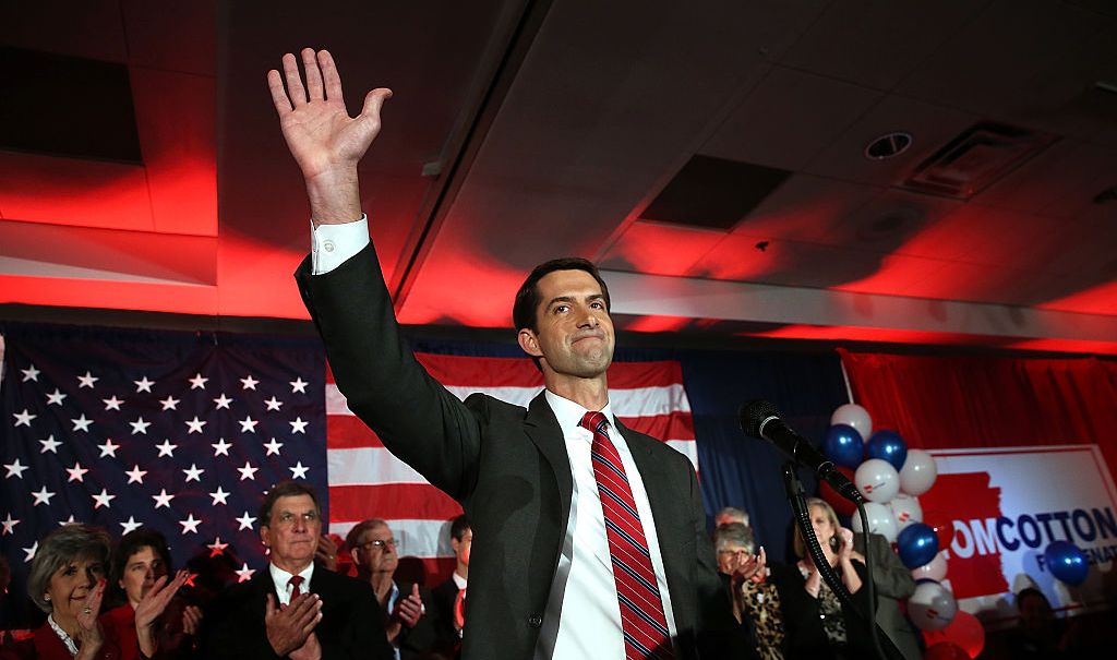 Arkansas Senate Candidate Tom Cotton Attends Election Night Party With Supporters