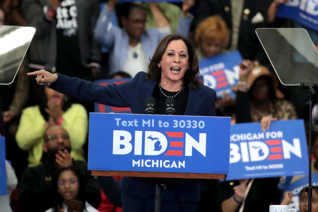 Sens. Kamala Harris And Cory Booker Join Candidate Joe Biden At Michigan Campaign Rally On Eve Of Primary