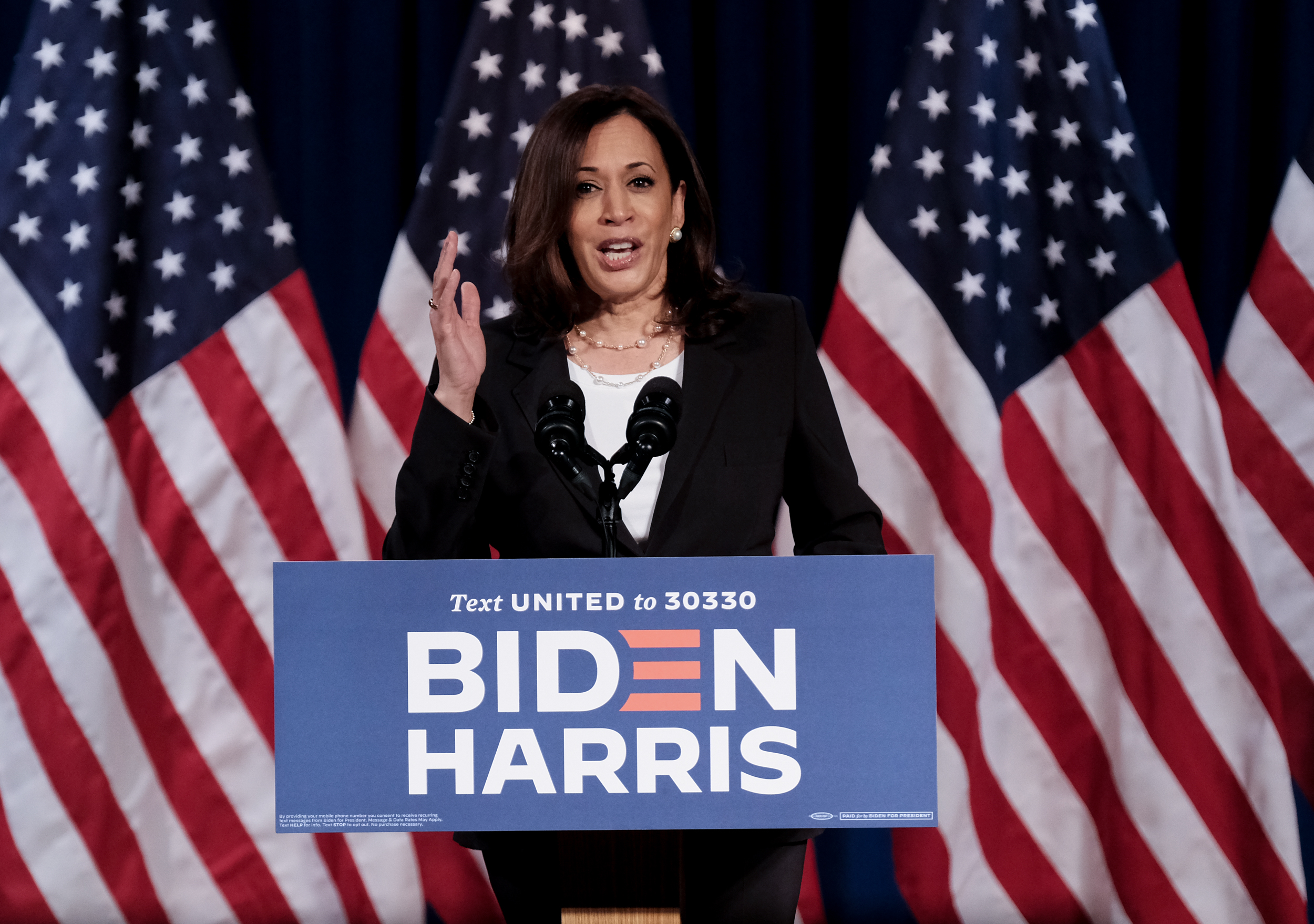 Vice Presidential Candidate Kamala Harris Delivers Remarks In Washington DC