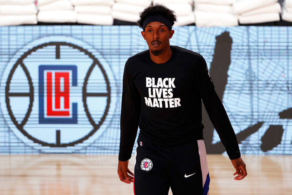 Lou Williams of the Los Angeles Clippers the smiles during the