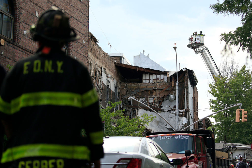 Section Of Building Collapses In Brooklyn
