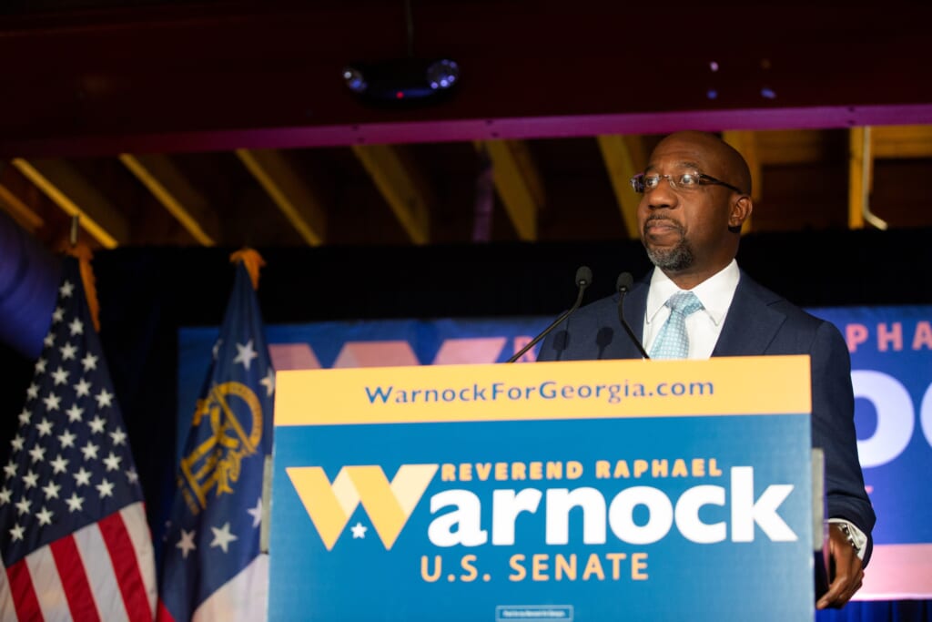 Senate Candidate Reverend Raphael Warnock Holds Election Night Event In Georgia