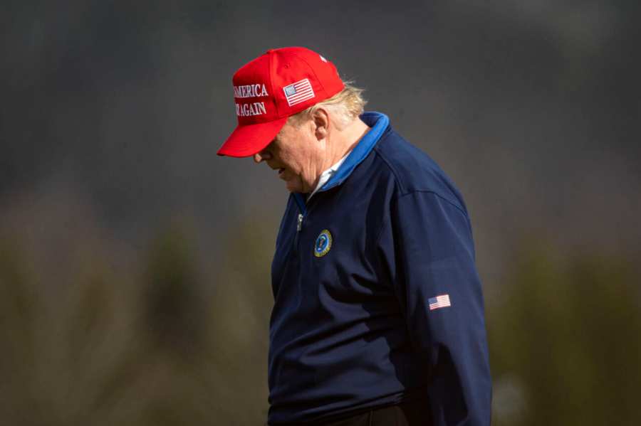President Trump Golfs On A Mild December Sunday In Virginia