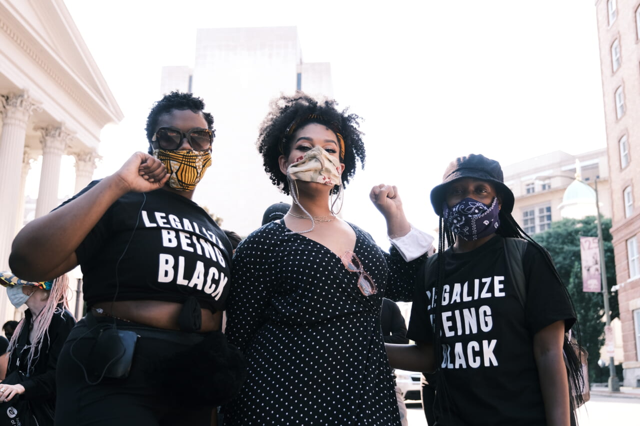 Organizers of the Black Women Matter march Ashley, Aurora and Sarah J