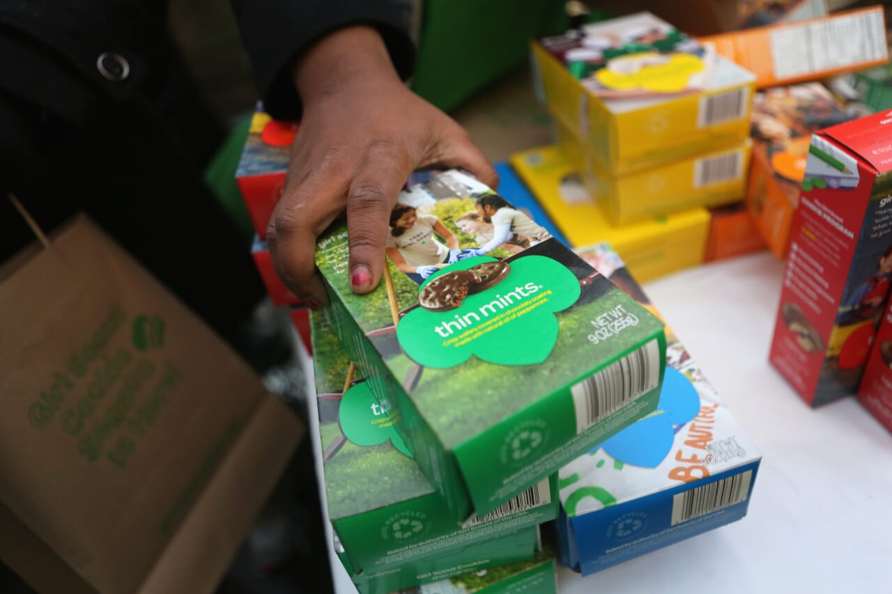 Girl Scouts Sell Cookies From Street Trucks In New York City