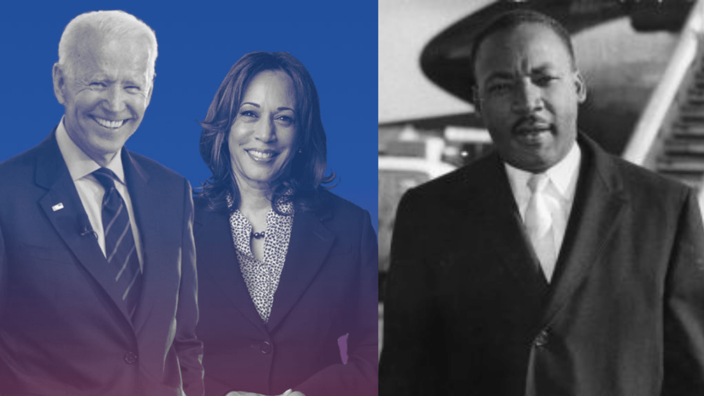 President Joe Biden, Vice President Kamala Harris and Martin Luther King Jr.