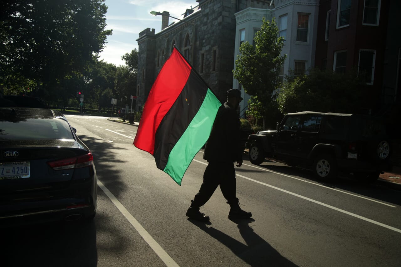 Activist Groups Protest Against Senate Majority Leader McConnell On National Reparations Day