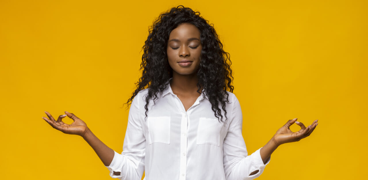 Black woman meditate