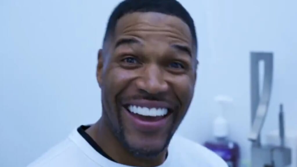 “Good Morning America” host Michael Strahan without his signature tooth gap