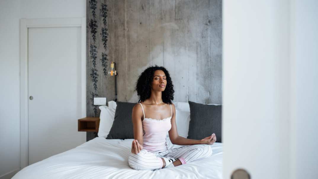 Black woman meditating