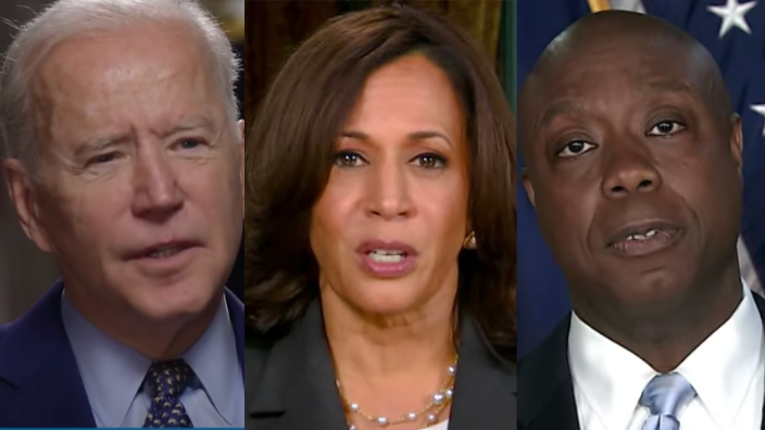 Joe Biden, Kamala Harris, Tim Scott