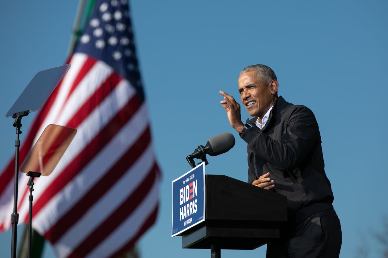 Barack Obama Speaks At Georgia Get Out The Vote Rally With Senate Candidates