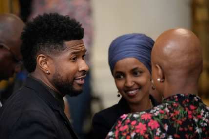 Usher speaks with Rep. Ilhan Omar (D-MN) and Rep. Ayanna Pressley, theGrio.com