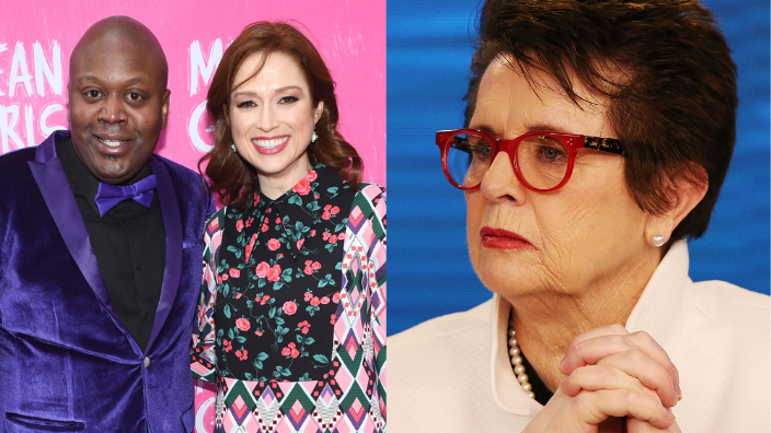 Titus Burgess with actress Ellie Kemper (Left); Billie Jean King (right) theGrio.com