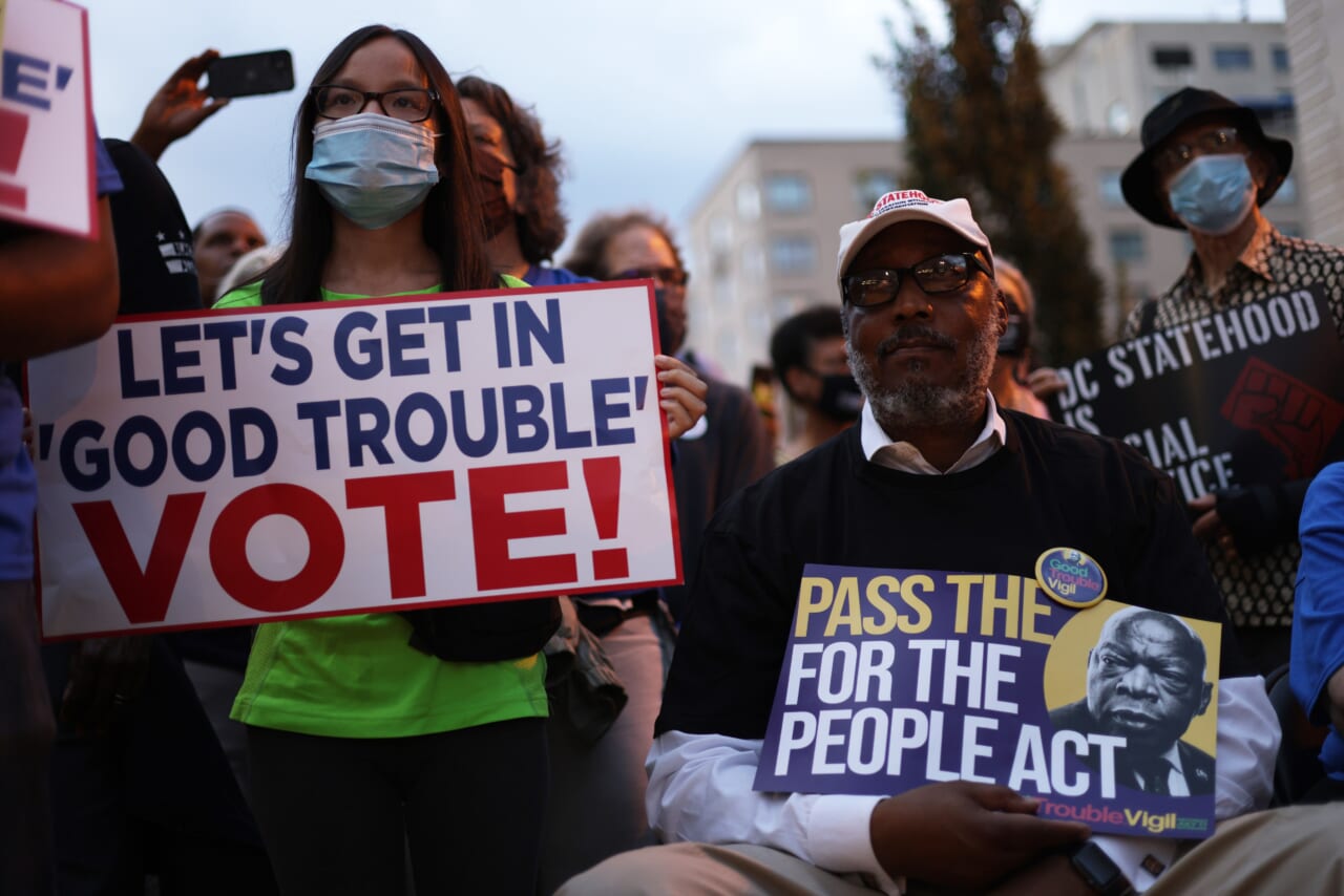 Vigil Marking One Year Since Passing Of Rep. John Lewis In D.C.'s Black Lives Matter Plaza