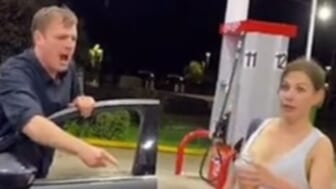 White woman reprimanded by partner after harassing Black couple in viral video