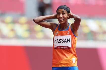 Olympian Sifan Hassan goes on to win gold after falling during race