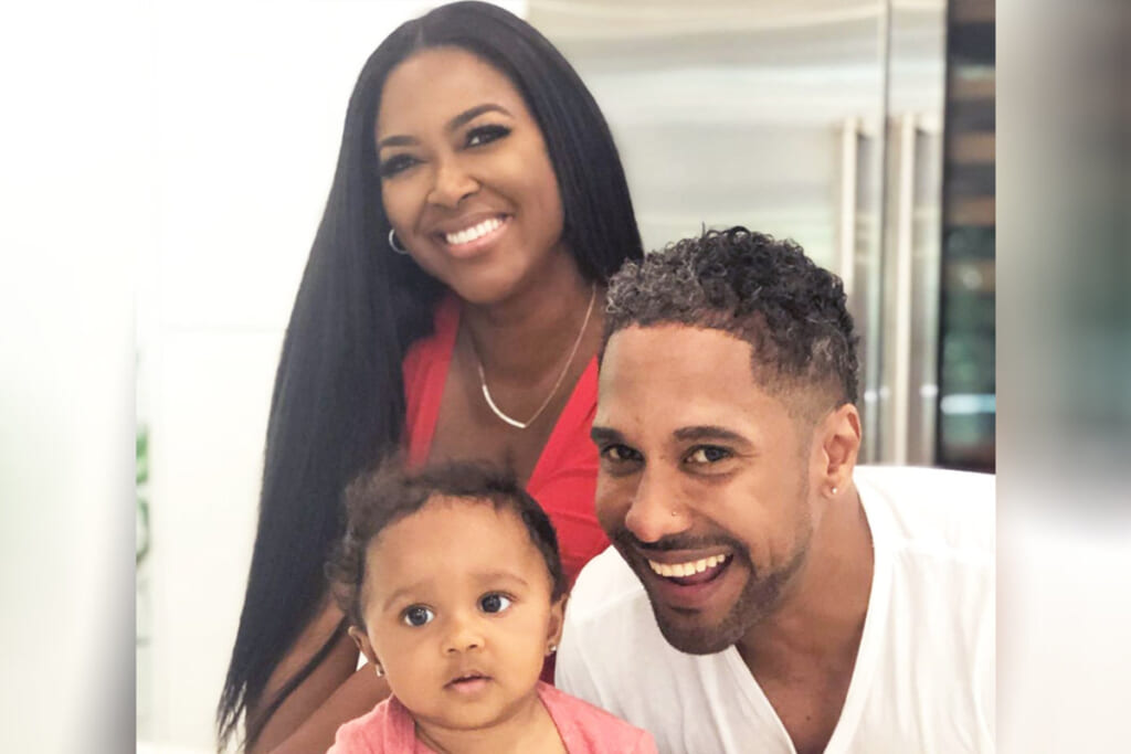 Kenya Moore with soon-to-be ex-husband Marc Daly and their daughter, Brooklyn