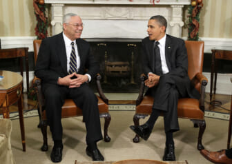 President Obama Meets With Colin Powell At The White House