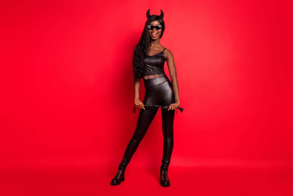 Black woman in Halloween costume