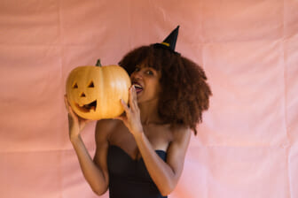 Black woman in Halloween in costume