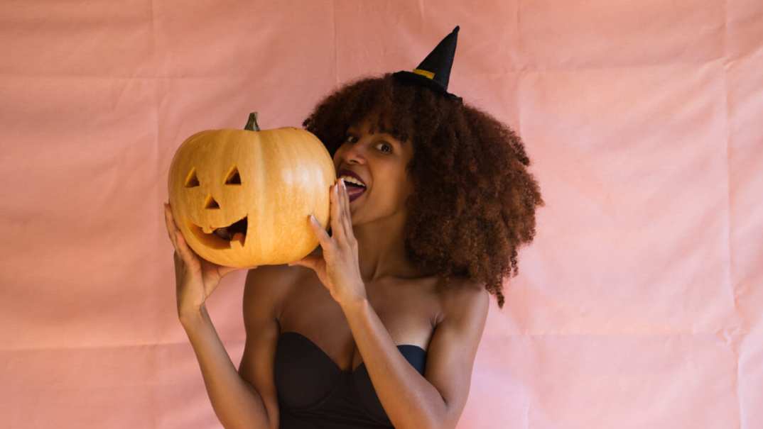 Black woman in Halloween in costume