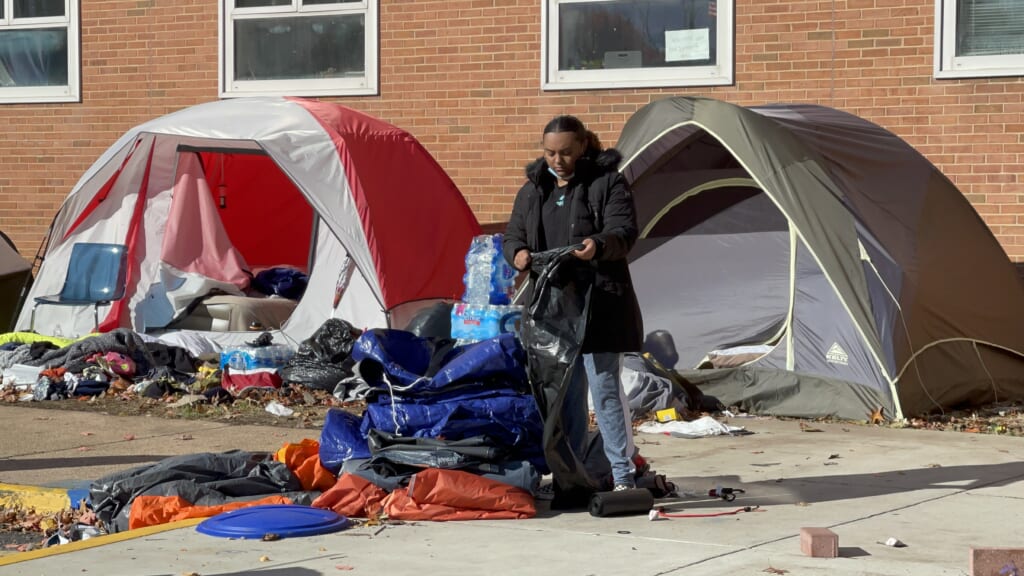 Howard University student breaks down tent