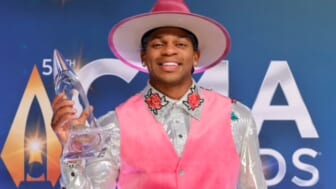 Jimmie Allen fights back tears after winning New Artist of the Year at the 2021 CMAs