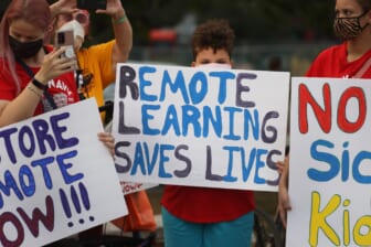 Chicago Public School Parents And Students Protest "Chaotic" Schools Reopening