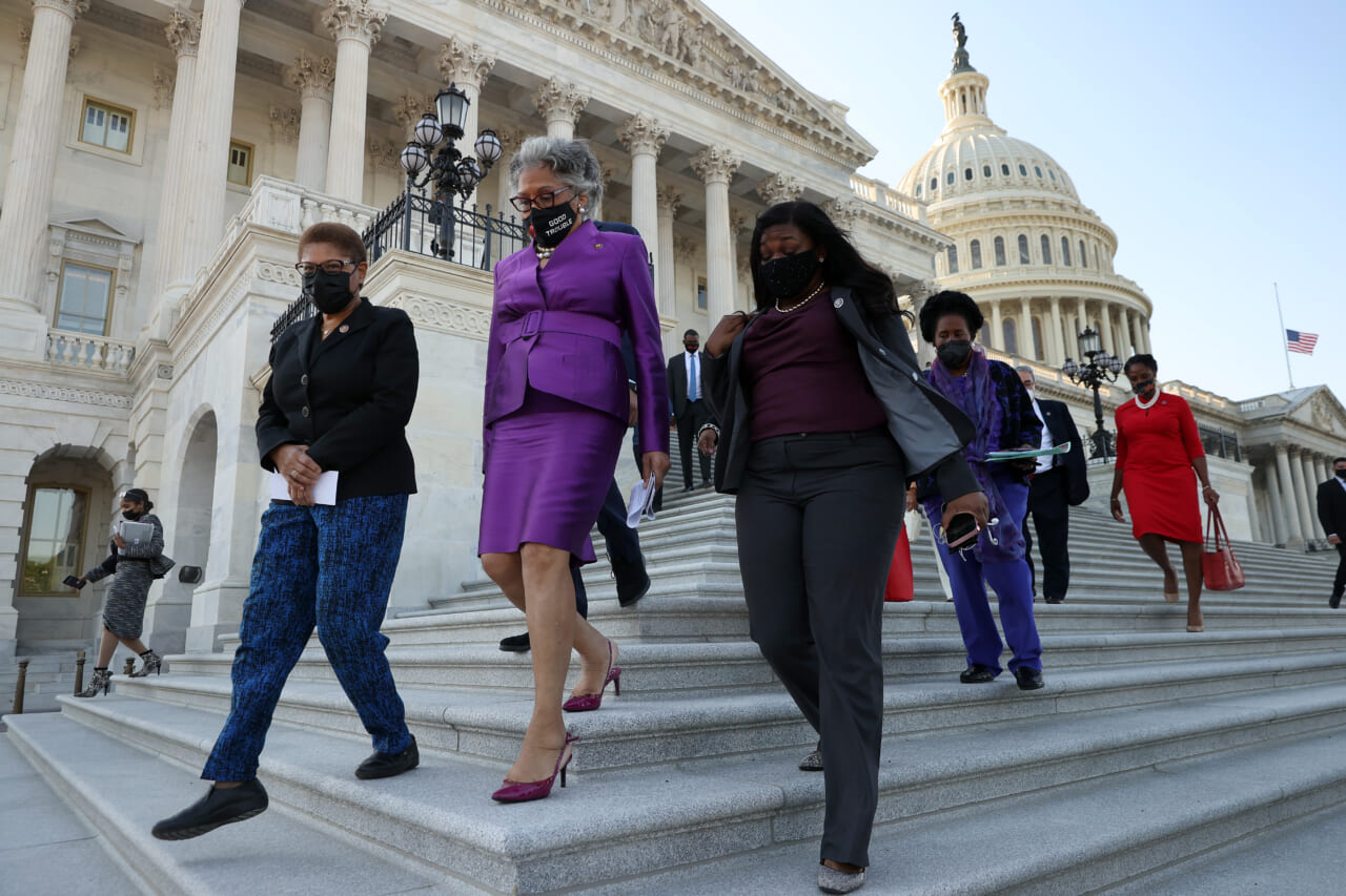 Reps. Karen Bass (D-CA), Joyce Beatty (D-OH), Cori Bush (D-MO) and Shelia Jackson Lee (D-TX)