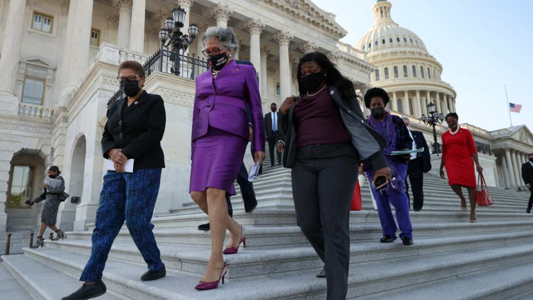 Reps. Karen Bass (D-CA), Joyce Beatty (D-OH), Cori Bush (D-MO) and Shelia Jackson Lee (D-TX)