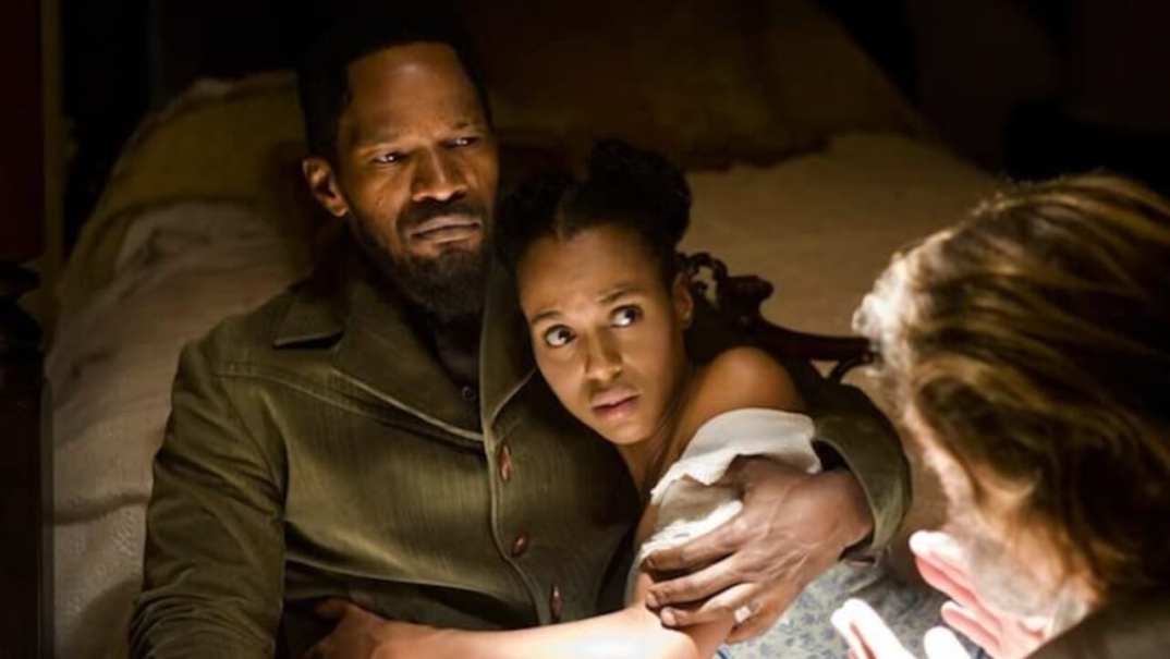 Actors Jamie Foxx and Kerry Washington in "Django Unchained"