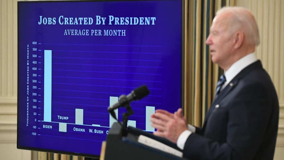 President Joe Biden speaks about the January jobs report