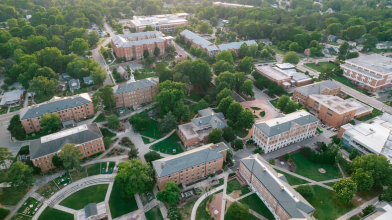 University campus aerial view