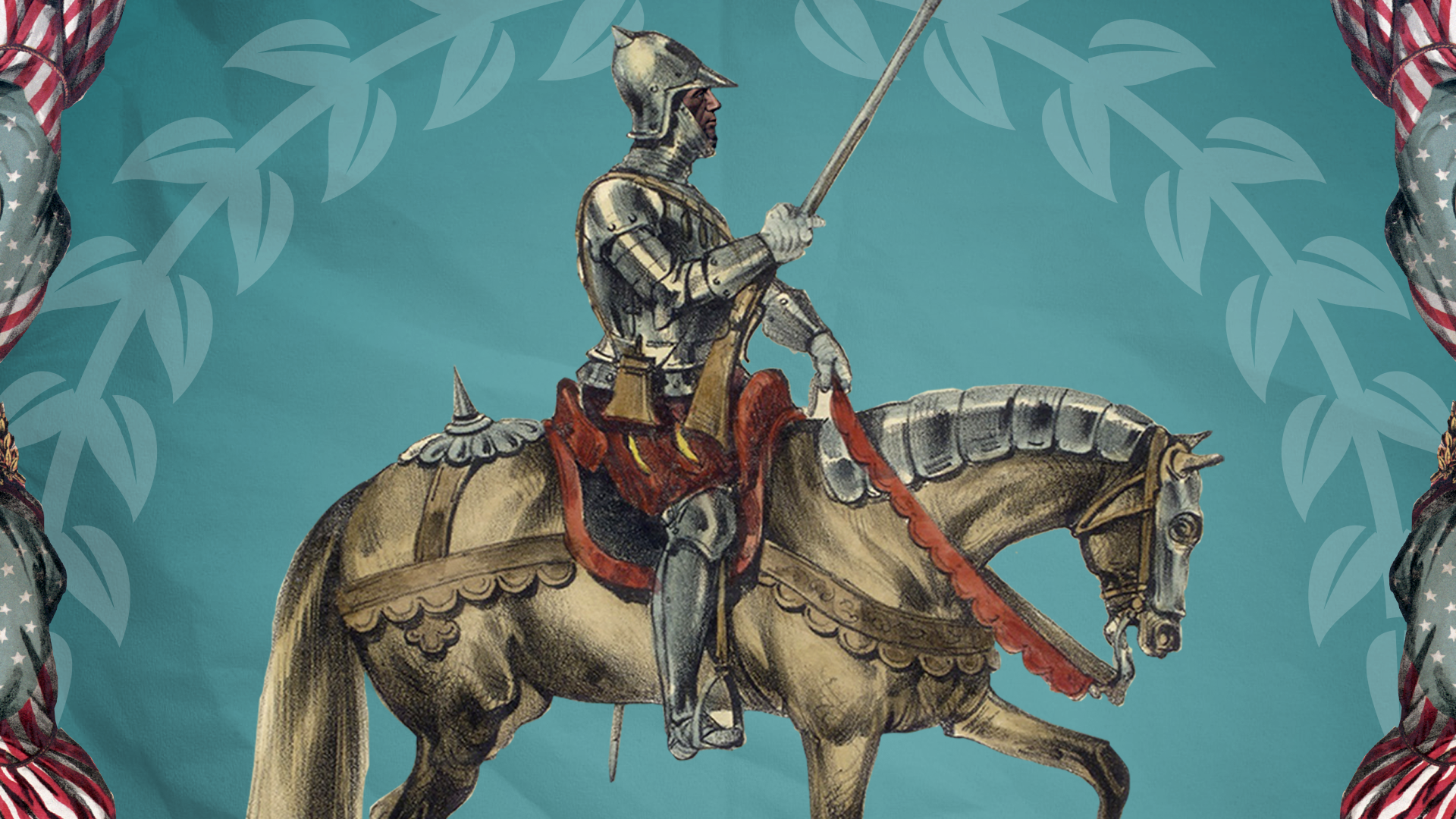 An illustration of a knight on a horse