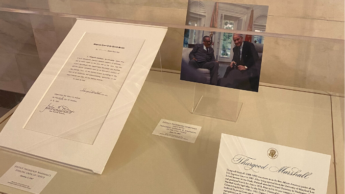 Thurgood Marshall display at White House Black History Month exhibit.