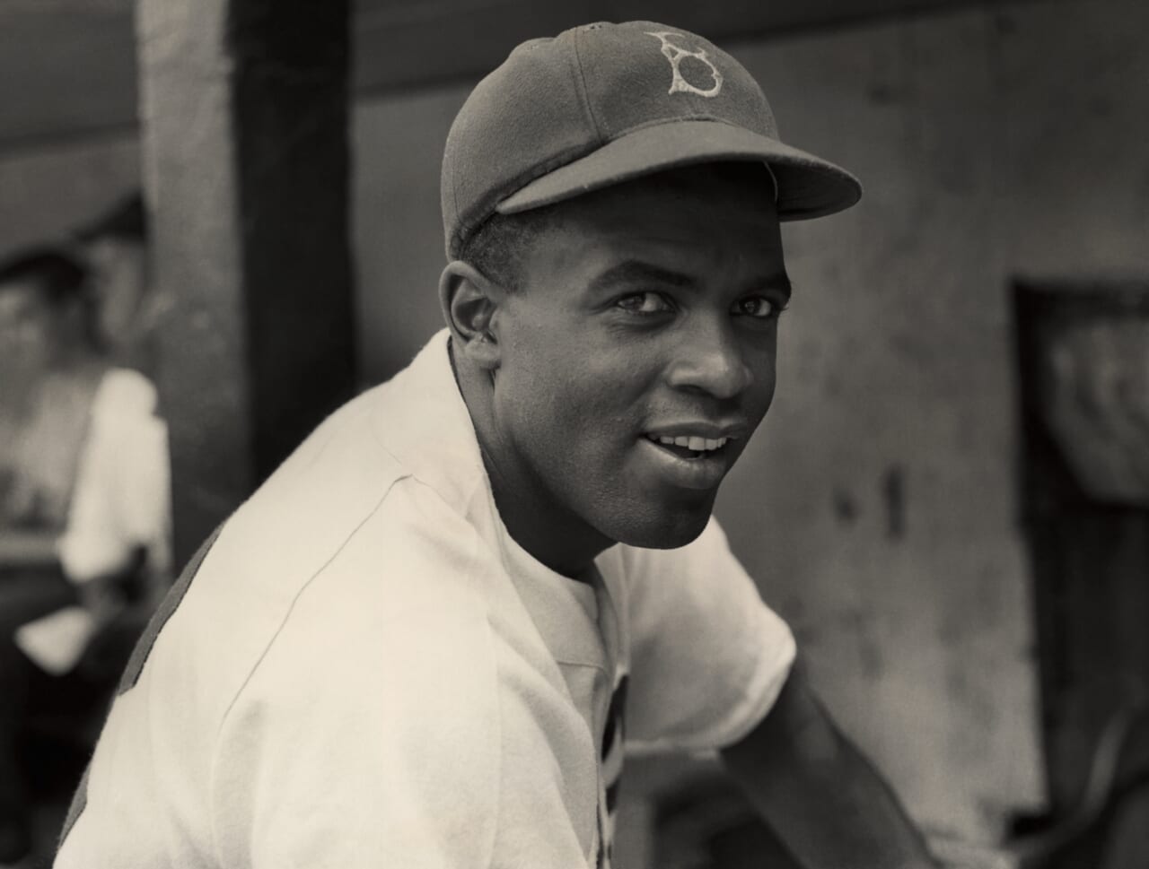 Brooklyn Dodgers infielder Jackie Robinson