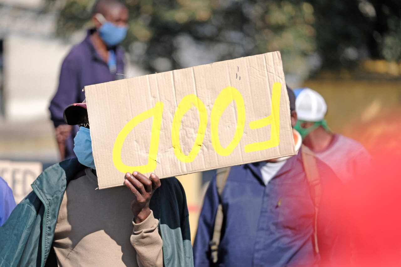 A protester with a placard