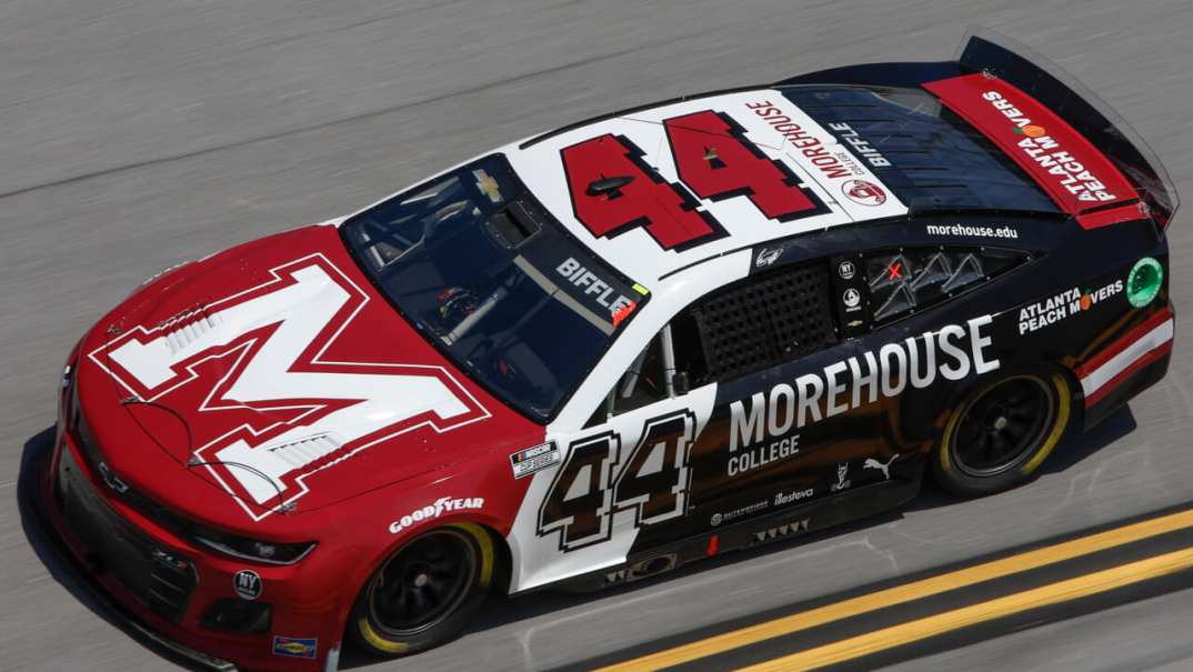 Greg Biffle drives the No. 44 Morehouse College Chevrolet during qualifying for the NASCAR Cup Series