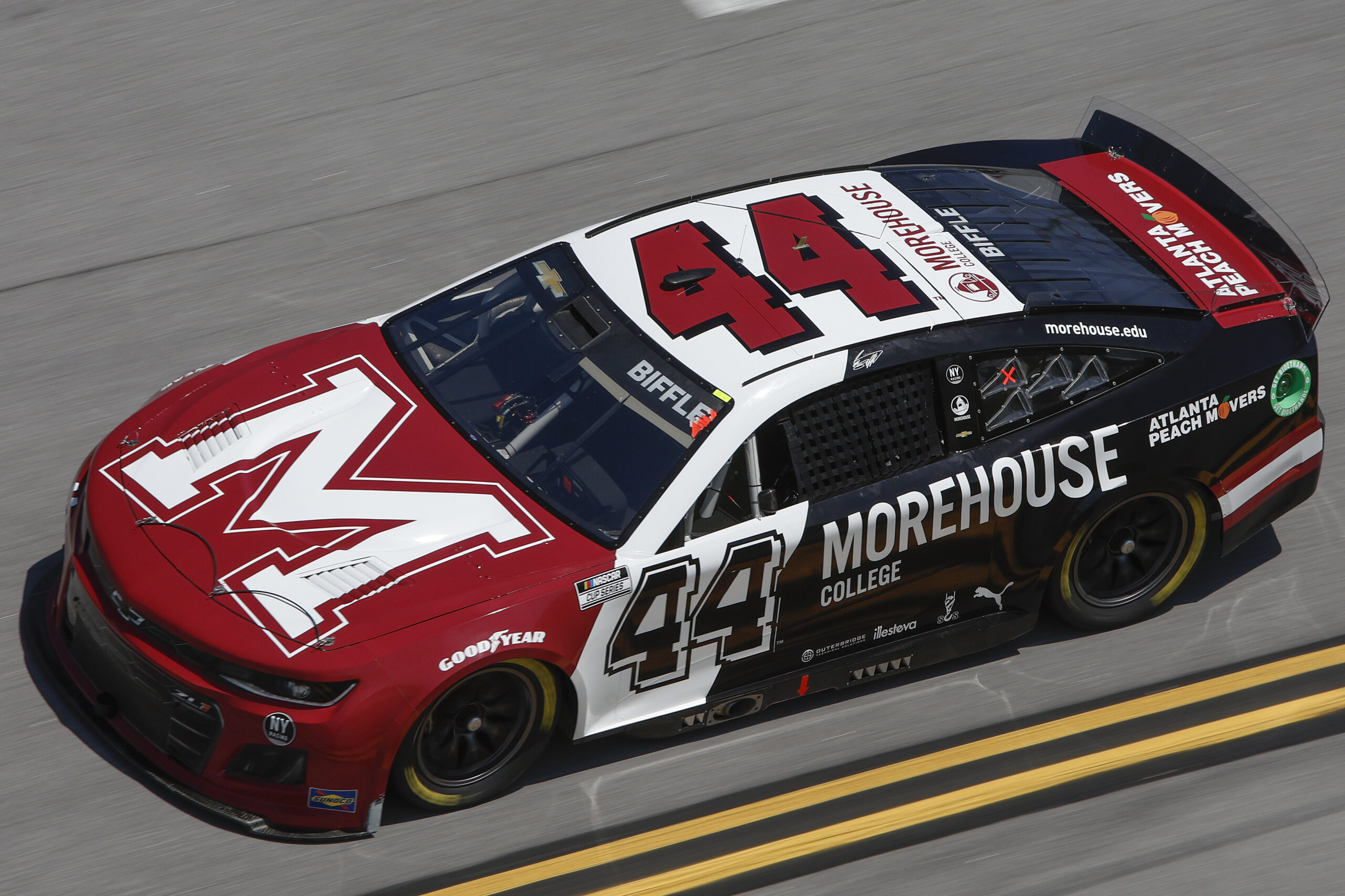 Greg Biffle drives the No. 44 Morehouse College Chevrolet during qualifying for the NASCAR Cup Series