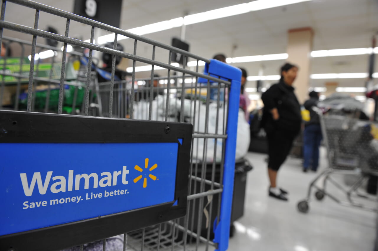 A Walmart shopping cart