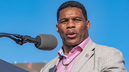 Herschel Walker pivots to discuss the issues, like swapping bad air and good air with China