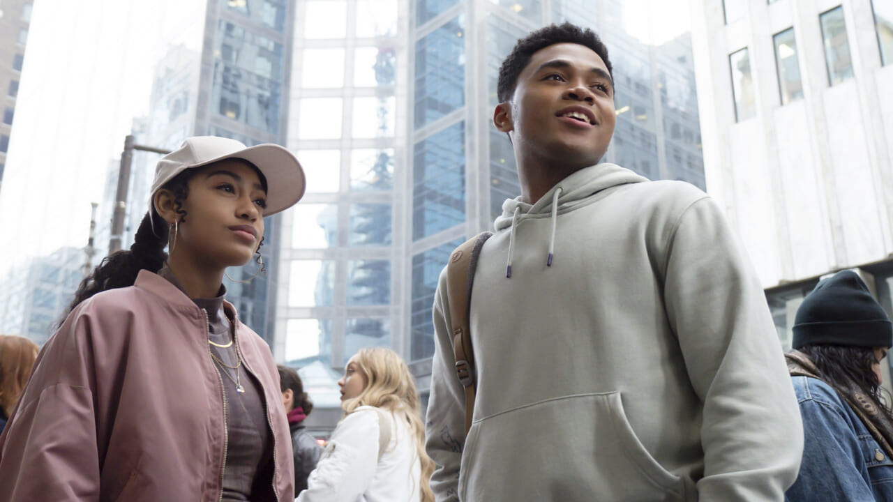 Actors Lexi Underwood and Chosen Jacobs in "Sneakerella"