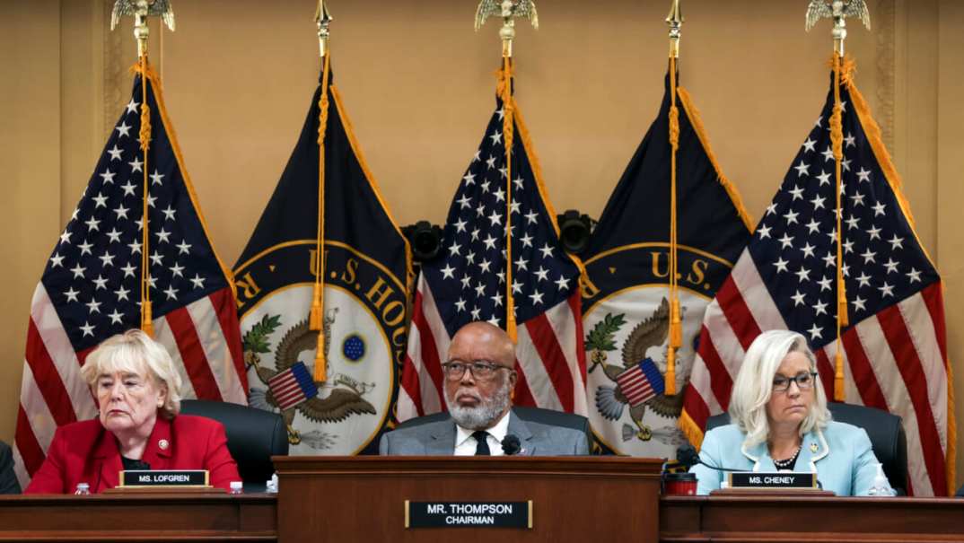 Rep. Zoe Lofgren (D-Ca.), Rep. Bennie Thompson (D-Miss.) and Vice Chairwoman Rep. Liz Cheney (R-Wy.)