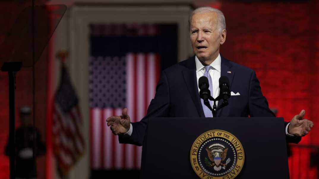 President Biden During Primetime Speech Outside Philadelphia's Independence National Historical Park