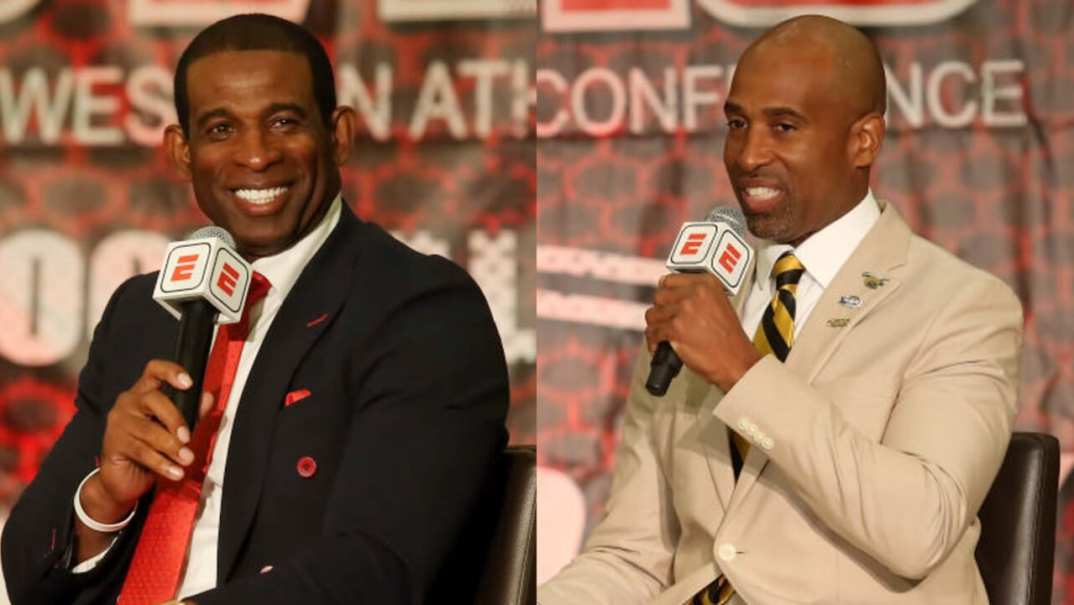 Jackson State Tigers head coach Deion Sanders and Alabama State Hornets head coach Eddie Robinson Jr.