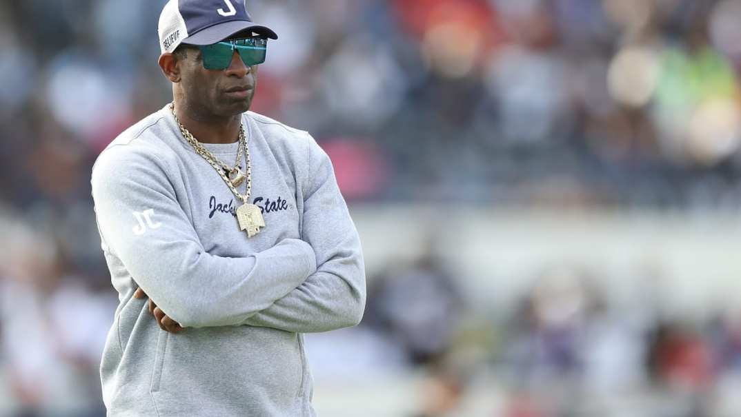 Head coach Deion Sanders of the Jackson State Tigers