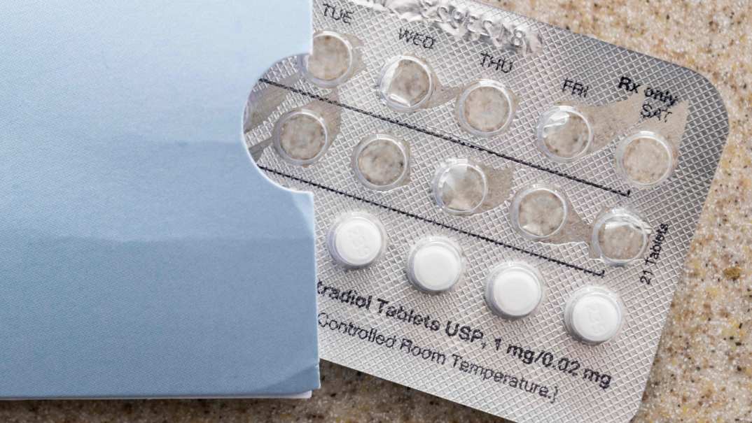 Birth control pills on a counter